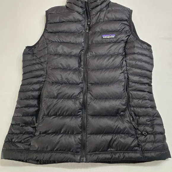 Patagonia Goose Down Puffer Vest Zip Up Black Women's Size Small Goosedown - Picture 4 of 7
